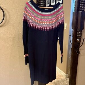 Eliza J Navy and Pink Long Sleeve Dress